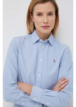 Polo Ralph Lauren koszula bawełniana damska kolor niebieski regular z kołnierzykiem klasycznym ze sklepu PRM w kategorii Koszule damskie - zdjęcie 175538073