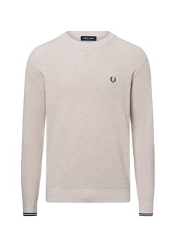 Fred Perry Sweter męski Mężczyźni Bawełna taupe jednolity ze sklepu vangraaf w kategorii Swetry męskie - zdjęcie 175539734