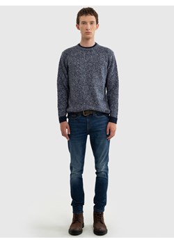 Sweter męskie z kontrastowymi ściągaczami granatowy Softon 403 ze sklepu Big Star w kategorii Swetry męskie - zdjęcie 175546651