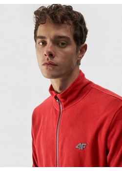 Męski polar rozpinany bez kaptura 4F 4FWMM00TFLEM289 - czerwony ze sklepu Sportstylestory.com w kategorii Bluzy męskie - zdjęcie 175551434
