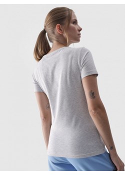 Damski t-shirt basic 4F 4FWMM00TTSHF1845 - szary ze sklepu Sportstylestory.com w kategorii Bluzki damskie - zdjęcie 175551511