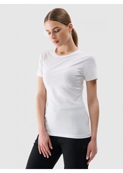 Damski t-shirt basic 4F 4FWMM00TTSHF2255 - biały ze sklepu Sportstylestory.com w kategorii Bluzki damskie - zdjęcie 175556733