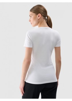 Damski t-shirt basic 4F 4FWMM00TTSHF2255 - biały ze sklepu Sportstylestory.com w kategorii Bluzki damskie - zdjęcie 175556734