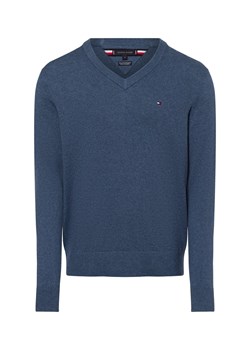 Tommy Hilfiger Sweter z dodatkiem kaszmiru Mężczyźni Bawełna cyjan jednolity ze sklepu vangraaf w kategorii Swetry męskie - zdjęcie 175562140