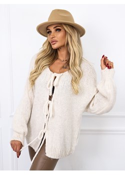 SWETER OVERSIZE Z WIĄZANIEM - BEŻOWY ze sklepu olika.com.pl w kategorii Swetry damskie - zdjęcie 175562983