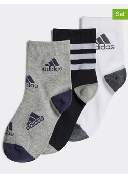 adidas Skarpety (3 pary) w kolorze szaro-czarno-białym ze sklepu Limango Polska w kategorii Skarpetki dziecięce - zdjęcie 175565244