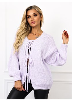 SWETER OVERSIZE Z WIĄZANIEM - FIOLETOWY ze sklepu olika.com.pl w kategorii Swetry damskie - zdjęcie 175571973