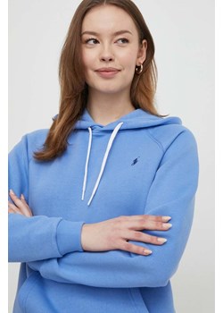 Polo Ralph Lauren bluza damska kolor niebieski z kapturem gładka ze sklepu PRM w kategorii Bluzy damskie - zdjęcie 175573733