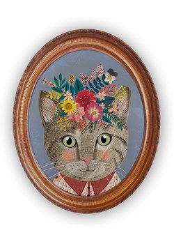 Folkifreckles Dekoracja ścienna &quot;Floral Cat&quot; - 40 x 51 cm ze sklepu Limango Polska w kategorii Przypinki - zdjęcie 175575821