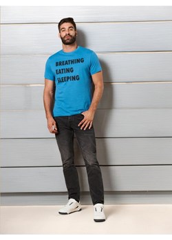 Sinsay - Koszulka z napisem - niebieski ze sklepu Sinsay w kategorii T-shirty męskie - zdjęcie 175594480