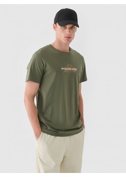 Męski t-shirt z nadrukiem 4F 4FRAW24TTSHM2579 - oliwkowy/khaki ze sklepu Sportstylestory.com w kategorii T-shirty męskie - zdjęcie 175606792