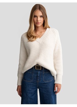 Sweter damski z dekoltem v-neck perłowy Mayamiya 103 ze sklepu Big Star w kategorii Swetry damskie - zdjęcie 175629773