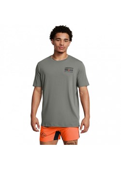 Męski t-shirt z nadrukiem Under Armour UA Project Rock Tools Of The Trade Short Sleeve - zielony ze sklepu Sportstylestory.com w kategorii T-shirty męskie - zdjęcie 175631584