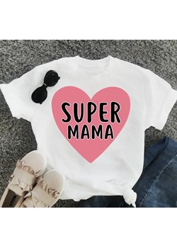 koszulka super mama z sercem ze sklepu Time For Fashion w kategorii Bluzki damskie - zdjęcie 175634684