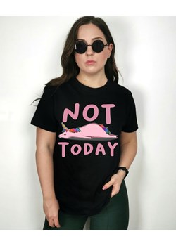 Czarny T-shirt damski not today ze sklepu Time For Fashion w kategorii Bluzki damskie - zdjęcie 175635740