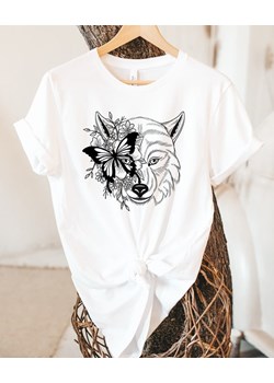 DAMSKIE T-shirt BOHO KOSZULKA z wilkiem ze sklepu Time For Fashion w kategorii Bluzki damskie - zdjęcie 175635801