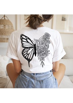 DAMSKIE T-shirt BOHO motyl na plecach ze sklepu Time For Fashion w kategorii Bluzki damskie - zdjęcie 175635803