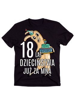 KOSZULKA MĘSKA NA 18 URODZINY - 18 LAT DZIECIŃSTWA JUŻ ZA MNĄ (1) ze sklepu Time For Fashion w kategorii T-shirty męskie - zdjęcie 175635974