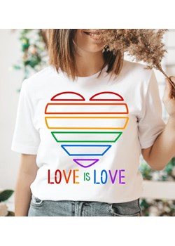 koszulka z tęczowym sercem love is love ze sklepu Time For Fashion w kategorii Bluzki damskie - zdjęcie 175636141