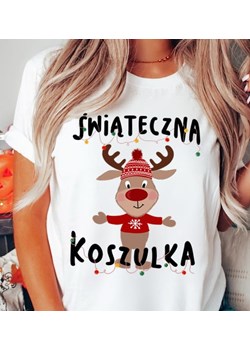 świąteczna koszulka z reniferem na święta ze sklepu Time For Fashion w kategorii Bluzki damskie - zdjęcie 175636483