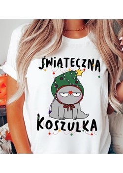 świąteczna koszulka z kotem na święta ze sklepu Time For Fashion w kategorii Bluzki damskie - zdjęcie 175636484