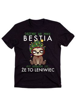 męska koszulka na prezent pod choinkę - drzemie we mnie bestia ze sklepu Time For Fashion w kategorii T-shirty męskie - zdjęcie 175636783