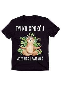 MĘSKA KOSZULKA Z LEWNICEM - TYLKO SPOKÓJ MOŻE NAS URATOWAĆ ze sklepu Time For Fashion w kategorii T-shirty męskie - zdjęcie 175637371