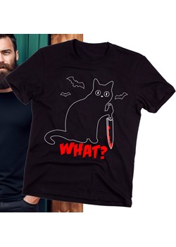 FAJNA MĘSKA KOSZULKA Z KOTEM WHAT ? ze sklepu Time For Fashion w kategorii T-shirty męskie - zdjęcie 175639121