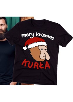 Koszulka z nosaczem na święta - męska czarna ze sklepu Time For Fashion w kategorii T-shirty męskie - zdjęcie 175640262