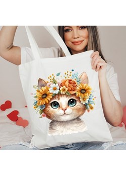 Torba na zakupy shopper z nadrukiem kotek3 ze sklepu Time For Fashion w kategorii Torby materiałowe - zdjęcie 175641212