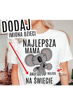 Koszulka na dzień mamy - NAJLEPSZA MAMA NA ŚWIECIE Z DWÓJKĄ DZIECI ze sklepu Time For Fashion w kategorii Bluzki damskie - zdjęcie 175641753