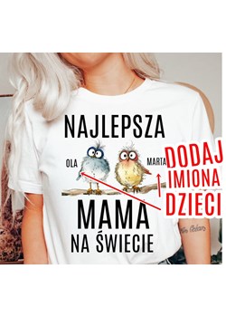 Koszulka na dzień mamy - NAJLEPSZA MAMA NA ŚWIECIE Z DWÓJKĄ DZIECI ze sklepu Time For Fashion w kategorii Bluzki damskie - zdjęcie 175641801