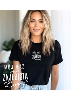 CZARNA KOSZULKA DAMSKA DLA ŻONY ze sklepu Time For Fashion w kategorii Bluzki damskie - zdjęcie 175642082