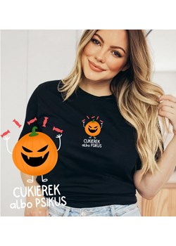 CZARNA koszulka na halloween ze sklepu Time For Fashion w kategorii Bluzki damskie - zdjęcie 175642480