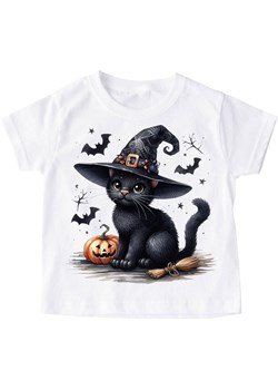 koszulka DLA DZIECKA NA HALLOWEEN Z KOTEM HALLOWEEN 12 ze sklepu Time For Fashion w kategorii Bluzki dziewczęce - zdjęcie 175642571