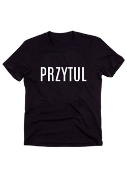 Czarny Klasyczny T-shirt "PRZYTUL" ze sklepu Time For Fashion w kategorii Bluzki damskie - zdjęcie 175642823