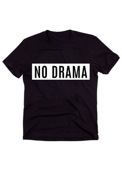 Czarny Klasyczny T-shirt"NO DRAMA" ze sklepu Time For Fashion w kategorii Bluzki damskie - zdjęcie 175642881