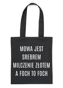 Czarny Shopper"MOWA JEST SREBREM MILCZENIE ZŁOTEM.." ze sklepu Time For Fashion w kategorii Torby Shopper bag - zdjęcie 175642923