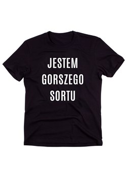 Czarny Klasyczny T-shirt "JESTEM GORSZEGO SORTU" ze sklepu Time For Fashion w kategorii Bluzki damskie - zdjęcie 175643950