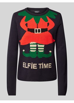 Sweter z dzianiny z okrągłym dekoltem model ‘XMAS SELFIE’ ze sklepu Peek&Cloppenburg  w kategorii Swetry damskie - zdjęcie 175661751