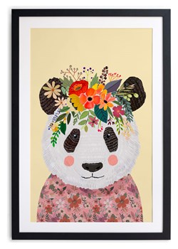 Folkifreckles Druk artystyczny &quot;Floral Panda&quot; w ramce - 40 x 60 cm ze sklepu Limango Polska w kategorii Obrazy - zdjęcie 175686680