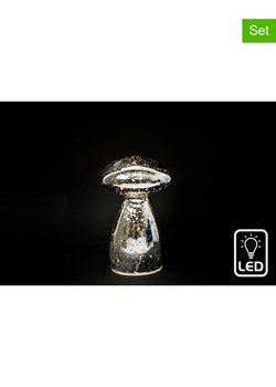 SiL Interiors Lampy dekoracyjne (2 szt.) &quot;Mushroom&quot; w kolorze srebrnym - wys. 14 cm ze sklepu Limango Polska w kategorii Dekoracje bożonarodzeniowe - zdjęcie 175716053