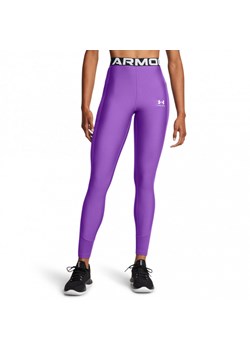 Damskie legginsy treningowe Under Armour Heatgear Rib Legging - fioletowe ze sklepu Sportstylestory.com w kategorii Spodnie damskie - zdjęcie 175720341