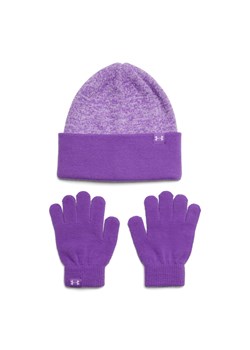 Dziewczęcy zestaw czapka zimowa i rękawiczki Under Armour G Beanie/Glove Combo - fioletowy ze sklepu Sportstylestory.com w kategorii Rękawiczki dziecięce - zdjęcie 175720624