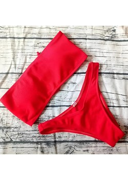 Dwuczęściowy strój kąpielowy bikini bandeau - Czerwony / S ze sklepu Valetta.pl w kategorii Stroje kąpielowe - zdjęcie 175726104