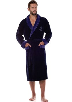 Bawełniany szlafrok męski 2458 Diego, Kolor granatowy, Rozmiar 2XL, L&amp;L ze sklepu Intymna w kategorii Szlafroki męskie - zdjęcie 175747502