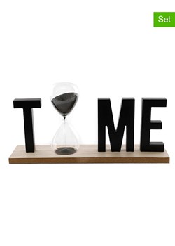 SiL Interiors Figurki dekoracyjne (2 szt.) &quot;Time&quot; w kolorze czarnym - 32 x 12 x 8 cm ze sklepu Limango Polska w kategorii Dekoracje - zdjęcie 175768994