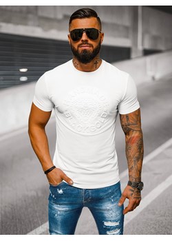 T-shirt męski slim fit biały OZONEE NB/MT3056Z ze sklepu ozonee.pl w kategorii T-shirty męskie - zdjęcie 175887433