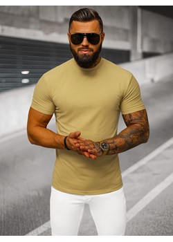 T-shirt męski slim fit beżowy OZONEE NB/MT3001 ze sklepu ozonee.pl w kategorii T-shirty męskie - zdjęcie 175888121