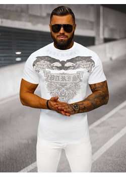 T-shirt męski slim fit biały OZONEE NB/MT3054Z ze sklepu ozonee.pl w kategorii T-shirty męskie - zdjęcie 175889080